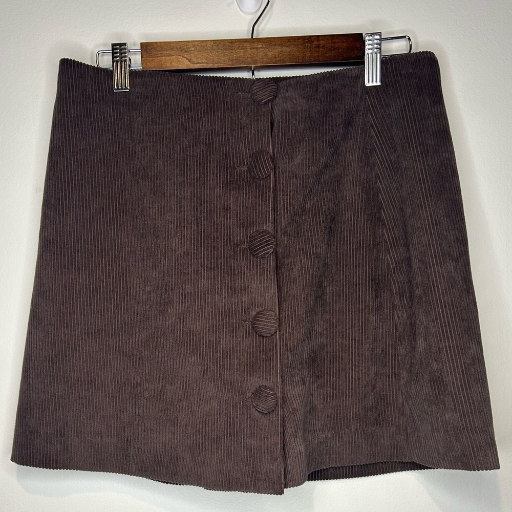 Fashion On Earth Brown Corduroy Button Mini Skirt Size L